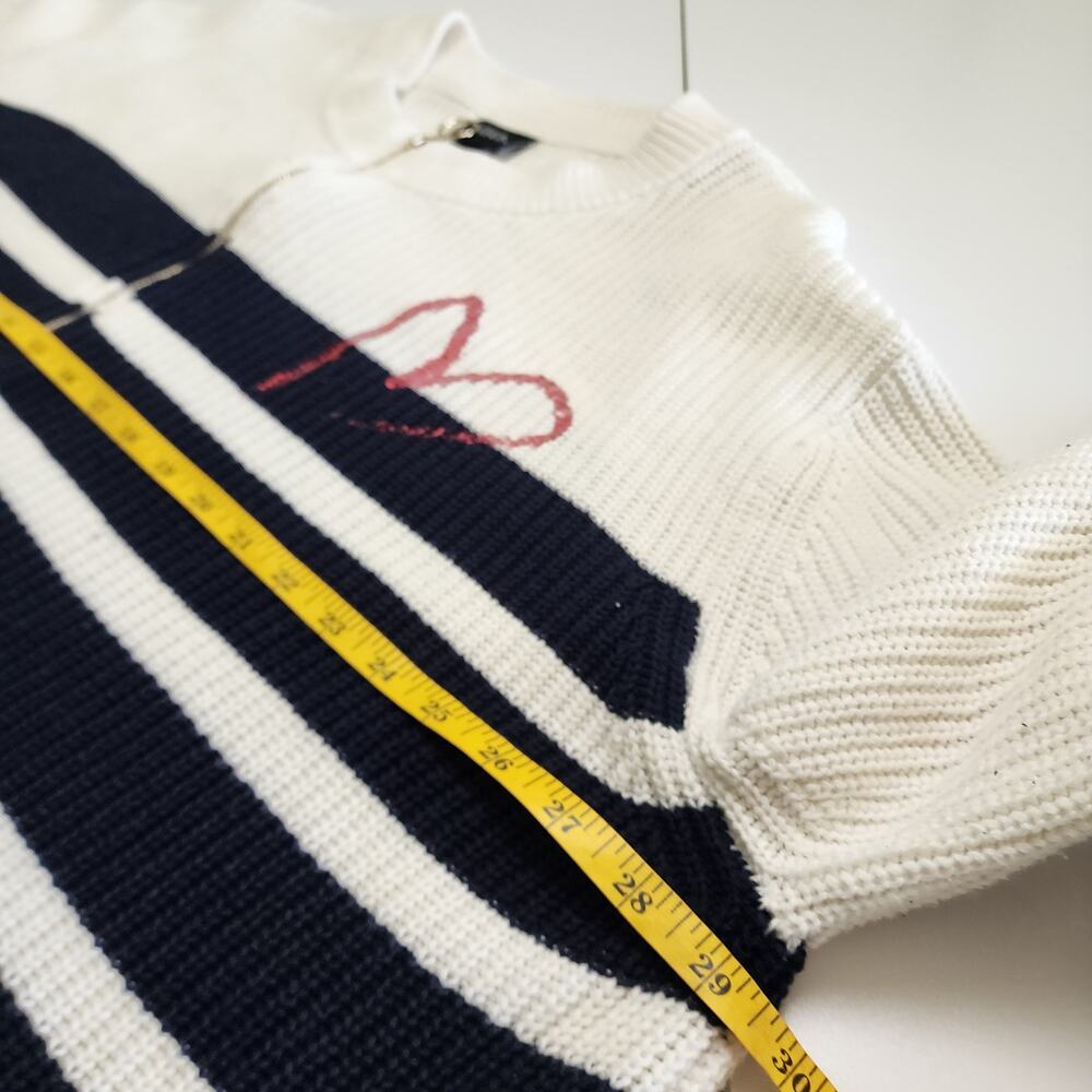 Ulla Popken Womens Sweater Plus Size 24/26 Blue White Nautical Striped Heart - Picture 12 of 13